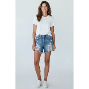 NWOT Good American Light Blue Distressed Jean Shorts 100% cotton